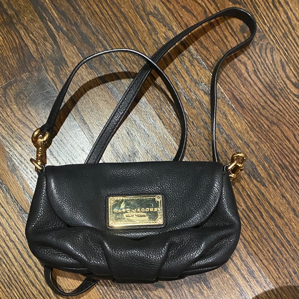Marc Jacobs Black Crossbody Bag with Gold Accents